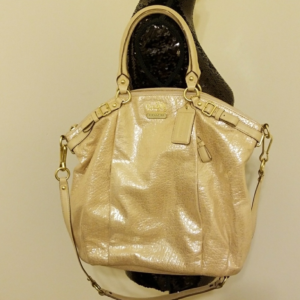 NWOT gold metallic Coach satchel